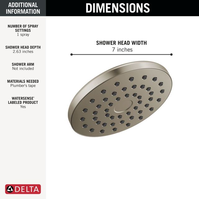 Delta Universal Showering PivotPro™ Lumicoat® Stainless Raincan Shower Head-3