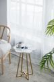 A & B Home White Flower Shaped Marble Tabletop With Gold Legs Accent Table-3