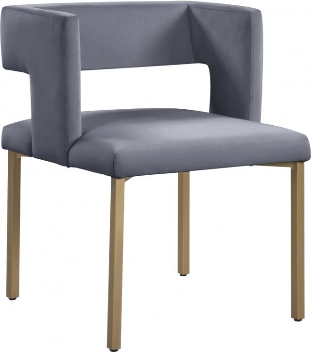 Meridian Furniture Caleb Grey Velvet/Gold Velvet Dining Chair-0