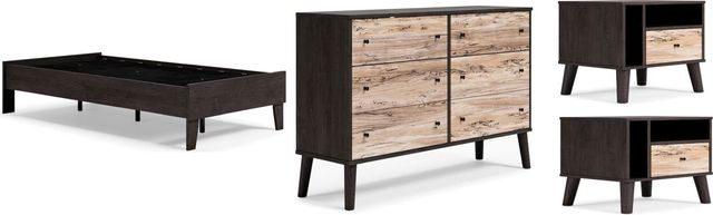 Signature Design by Ashley® Piperton 4-Piece Black Twin Platform Bed Set-0