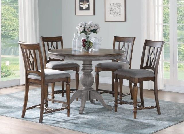 Flexsteel® Plymouth Medium Brown Counter Table Distressed Graywash Base-1