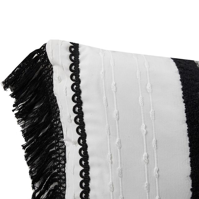 Olliix by INK+IVY Kai Black and White Cotton Oblong Pillow-2