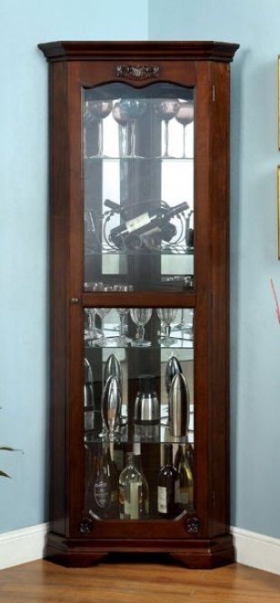 Furniture of America® Ortley Walnut Curio-1