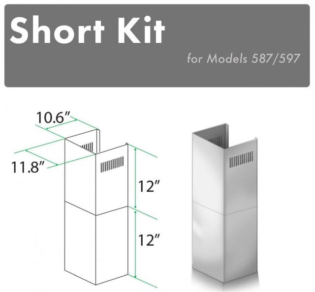 ZLINE 2 Piece 12" Stainless Steel Wall Hood Extension Kit-2