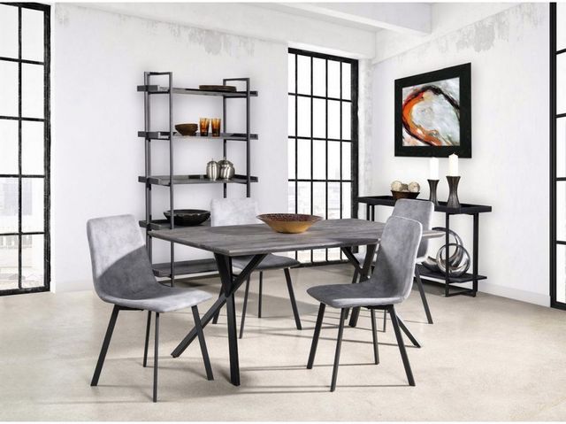 Mazin Furniture Memphis Gray Dining Table with Black Metal Legs-2