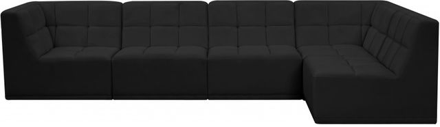 Meridian Furniture Relax 5-Piece Black Velvet Modular Sectional Set-2