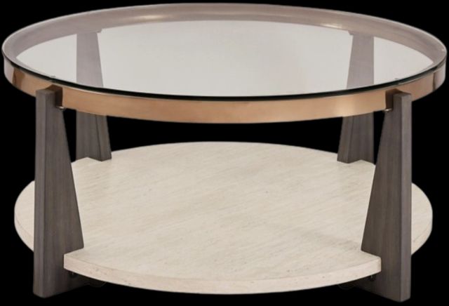 Signature Design by Ashley® Frazwa Glass Table Top Coffee Table with Brown Wooden Base-1