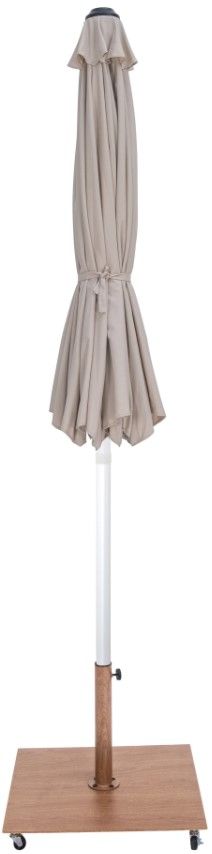 Meridian Furniture Amalfi Beige/White/Teak Aluminum Outdoor Patio Umbrella and Base-1