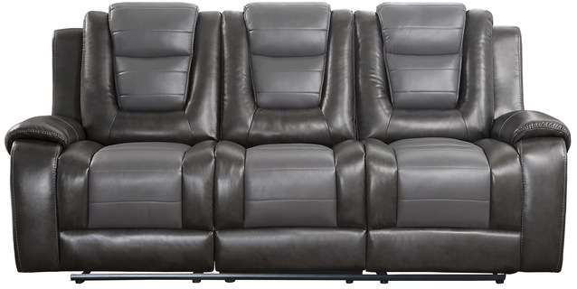 Homelegance® Briscoe Dark Gray/Light Gray Manual Double Reclining Sofa with Center Drop-Down Cup Holders-2