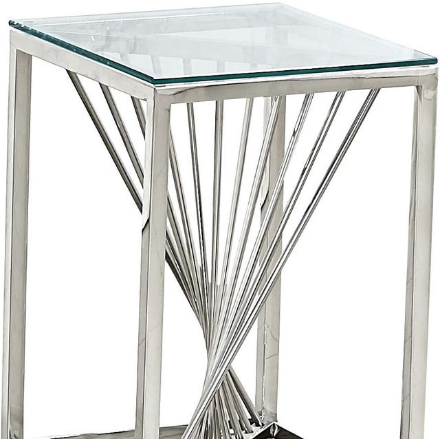 Mazin Furniture Prisma 20" Glass Top Accent Table with Polished Chrome Base-1