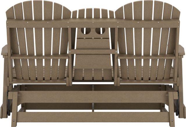 Signature Design by Ashley® Hyland Wave Driftwood Plastic Outdoor Glider Loveseat-3