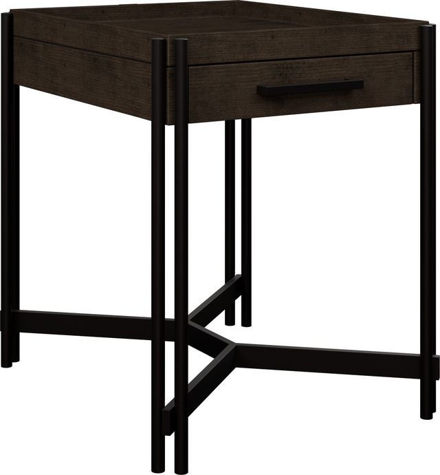 Emerald Home Huron Dark Cocoa Chairside End Table with Black Base-0