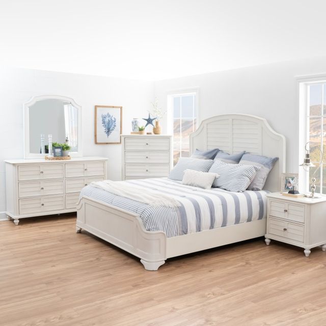 Powell® Naples 5-Piece Antique White King Panel Bedroom Set-1