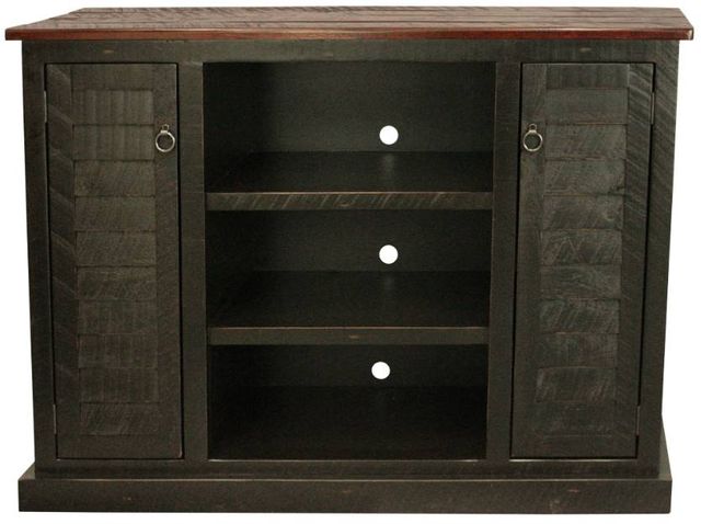 American Heartland Manufacturing Rustic Two Tone Antique Black/Concord Cherry Tall Provincial Shutter TV Stand-1