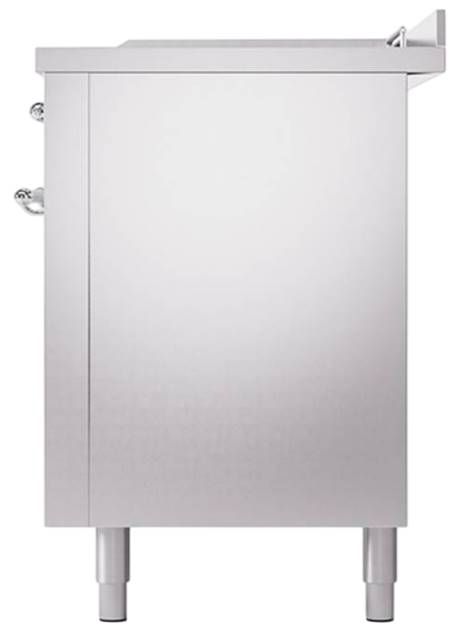 Ilve® Nostalgie II Noblesse 60'' Stainless Steel Pro Style Dual Fuel Range with Chrome Trim-3