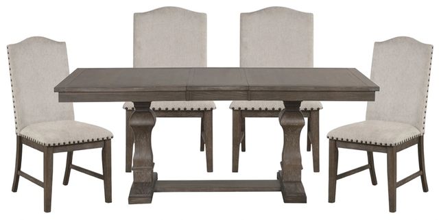 American Wholesale Furniture Victoria 5-Piece Oak/White Dining Table Set-0