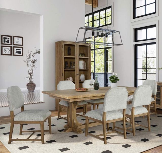 Bernards Tarrington Cashew Trestle Dining Table with Extension Leaf-1