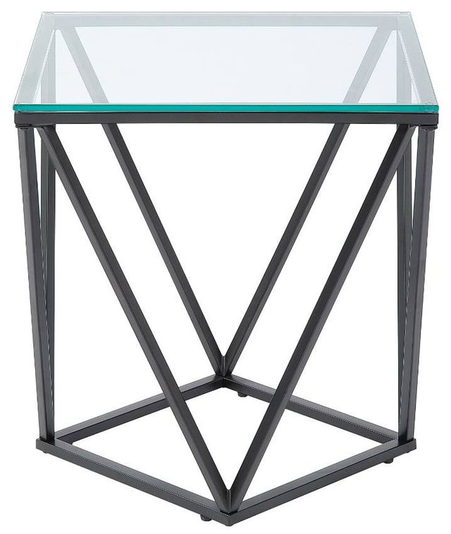 Homelegance® Luca Glass Top End Table with Black Base-1