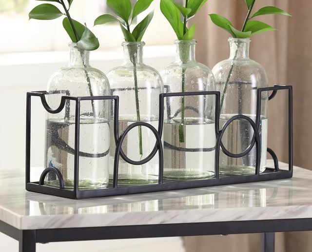 Signature Design by Ashley® Dmitri 5-Piece Black Vase and Tray Set-2