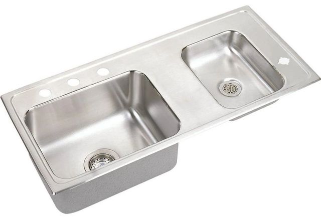 Elkay Lustertone® Classic Lustrous Satin Stainless Steel 37 x 17" x 7" Rectangular Double Bowl Drop-in Classroom ADA Sink-1