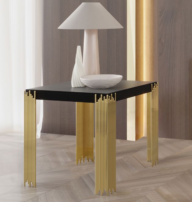 New Classic® Home Furnishings Empire Black End Table with Gold Base-1
