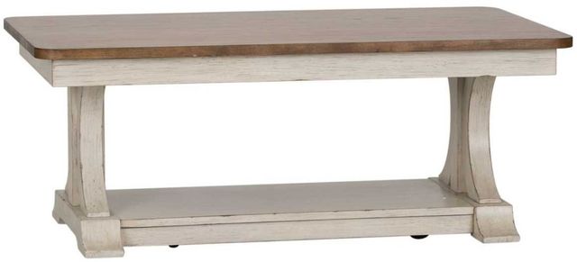 Liberty Furniture Farmhouse Reimagined Chestnut Cocktail Table with Antique White Base-0