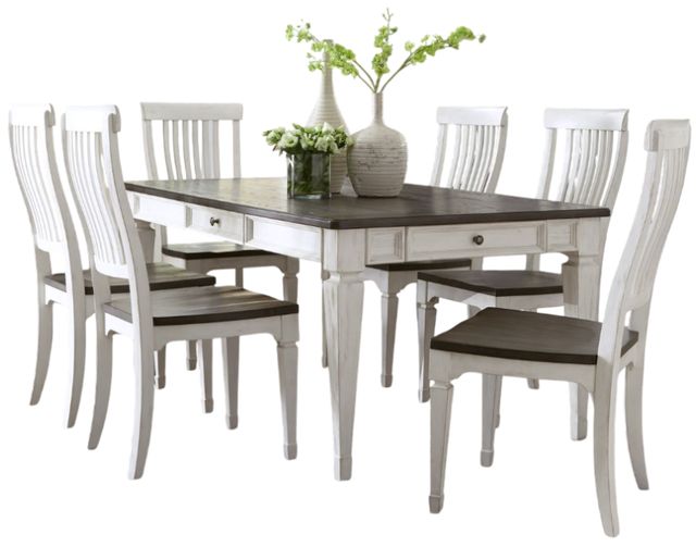 Liberty Furniture Allyson Park 7-Piece Charcoal/Wirebrushed White Rectangular Table Set-0