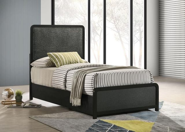 Coaster® Cavelle Black Youth Twin Upholstered Panel Bed-1