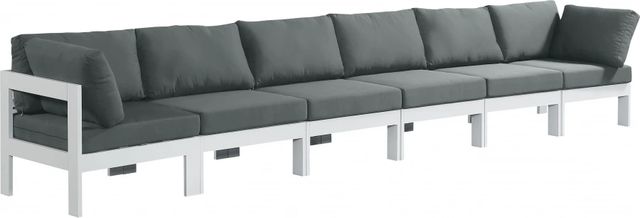 Meridian Furniture Nizuc 6-Piece Gray/White Aluminum/Fabric Outdoor Patio Modular Sectional-0