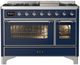 Ilve® Majestic III 48" Midnight Blue Pro Style Dual Fuel Natural Gas Range with Triple Glass Door and Chrome Trim-0
