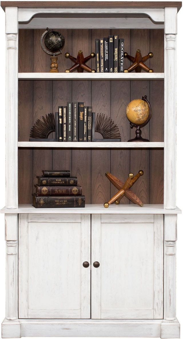 Martin Furniture Durham Weathered Wire Brushed Chalk Lower Door Bookcase-0
