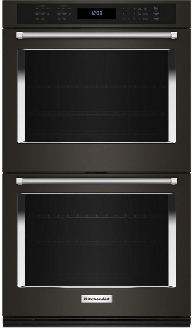 KitchenAid® 27" PrintShield™ Black Stainless Steel Double Electric Wall Oven-0