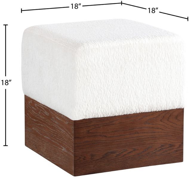 Meridian Furniture Havre Brown Walnut/Cream Upholstered Ottoman-4