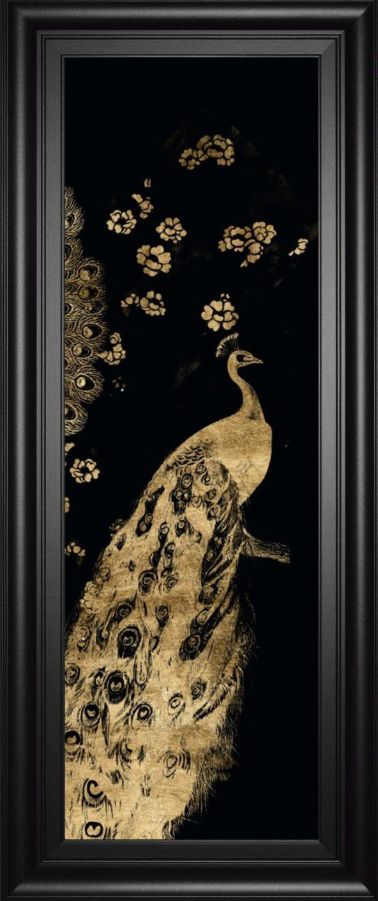 Classy Living Jennifer Goldberger 18" Gilded Peacock Triptych III Wall Art-0