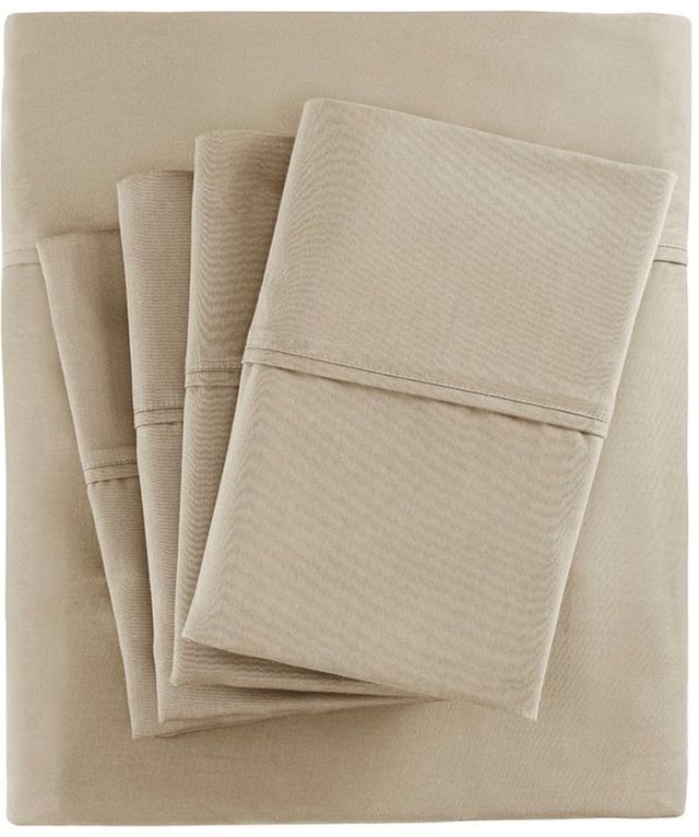 Olliix by Madison Park 7 Piece Khaki Split King 800 Thread Count Cotton Rich Sateen Sheet Set-0