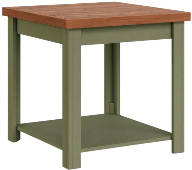 Legends Home Vineyard Fruitwood End Table with Sage Green Base-0
