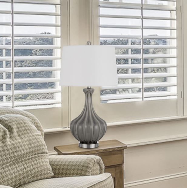 Cal® Lighting & Accessories 2-Piece Duxbury Slate Grey/White Table Lamp Set-2