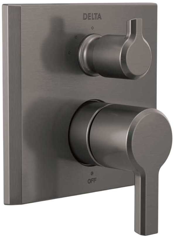 Delta Pivotal® Monitor® 14 Series Lumicoat® Black Stainless 3-Setting 2-Handle Diverter Valve Trim-0