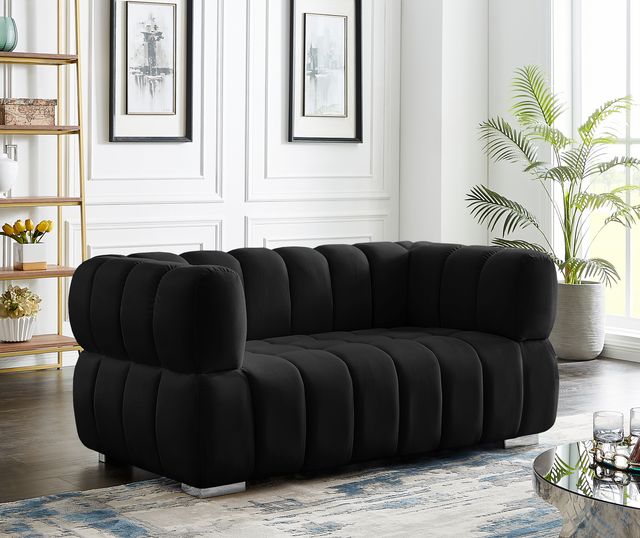 Meridian Furniture Gwen Black Velvet Loveseat-2