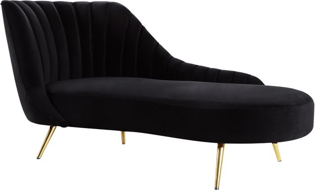 Meridian Furniture Margo Black Velvet Chaise-0