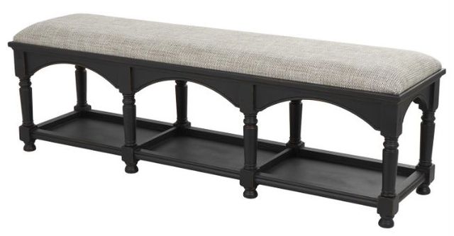 Deco Marche Black Fabric Storage Bench-2