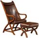 Elements International Hunter 2-Piece Cherry Chair and Ottoman Set-0