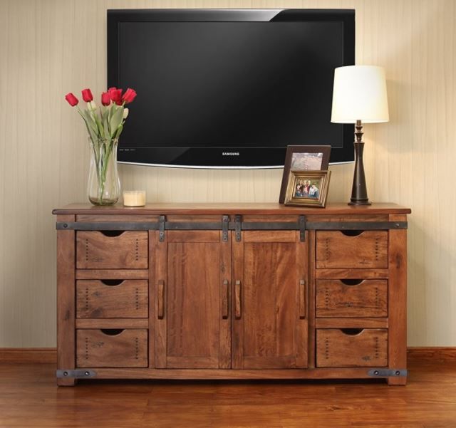 International Furniture Direct Parota Brown 2-Door TV Stand-1