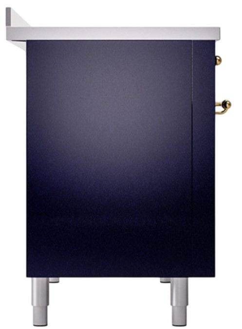 Ilve® Nostalgie II Noblesse 48'' Midnight Blue Pro Style Induction Range with Brass Trim-2