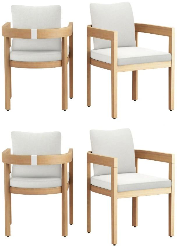New Classic® Home Furnishings Wesley 4-Piece White Acacia/Sundura Outdoor Patio Side Chair Set-0