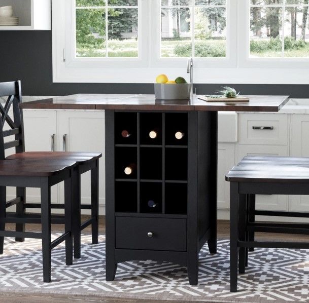 Jofran Inc. Asbury Park Autumn Brown Counter Drop Leaf Table with Black Base-1