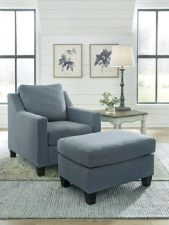 Benchcraft® Lemly 2-Piece Twilight Chair and Ottoman Set-3