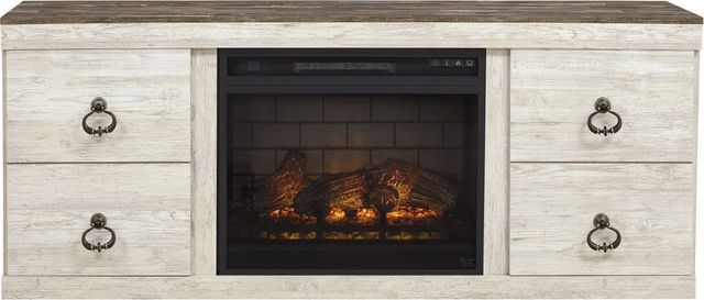Signature Design by Ashley® Willowton Whitewash TV Stand with Electric Fireplace-1