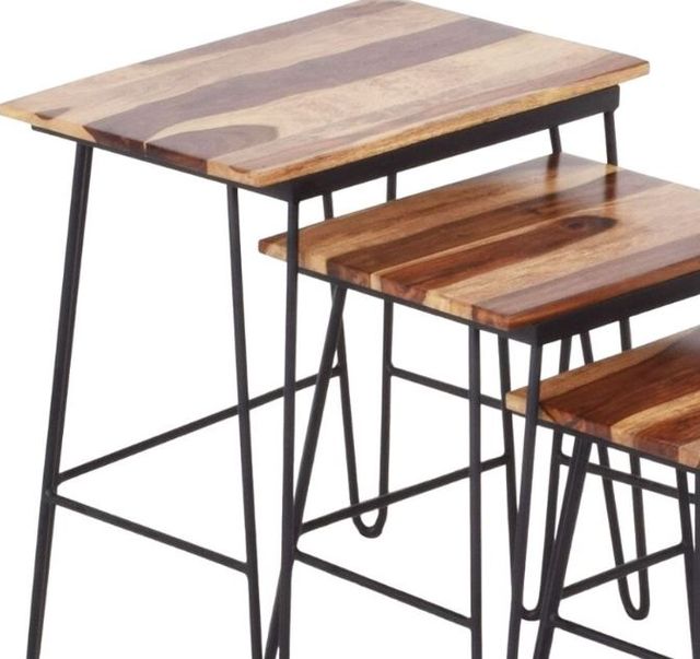 Steve Silver Co. Tristan 3-Piece Natural Nesting Table Set with Black Dusted Frame-1
