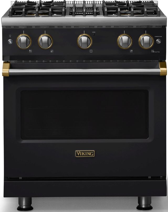 Viking® 5 Series 30" Onyx Pro Style Gas (LP) Range with Brushed Brass Trim-0
